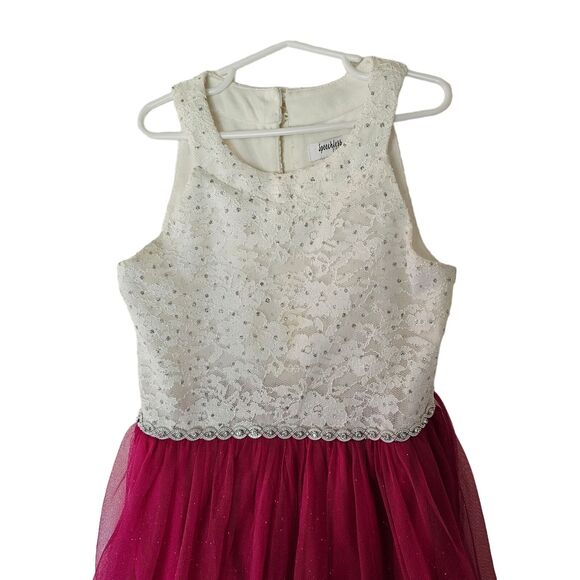 Speechless Lace to Tulle High Low Dress Fit Flare girls size 10 Shimmer - Picture 3 of 10